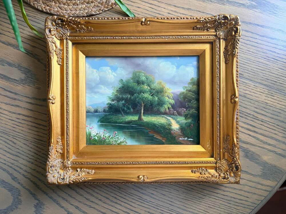 Vintage Ornate Framed Landscape Painting Signed Studio Decor 8x10